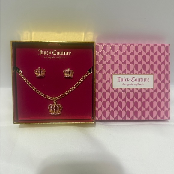 Juicy Couture Gold Crown Necklace and Earring Set - Picture 2 of 3